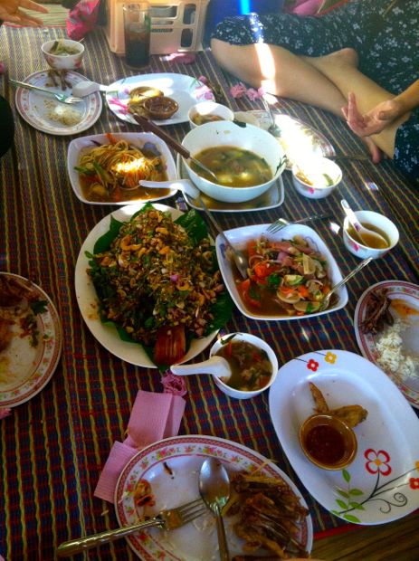 Family style Thai meal
