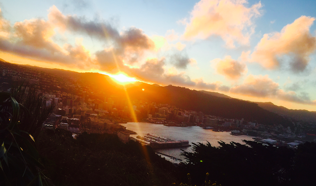 Sunset over Wellington city taken from the top of Mount Victoria