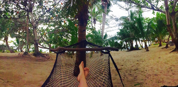 Enjoying Fiji in one of Botaira Beach Resort’s many hammocks 