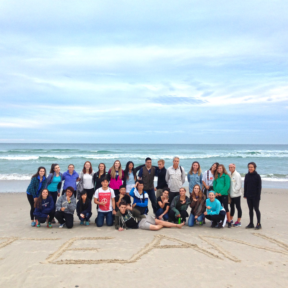 TEAN's Summer Wildlife group pose together on the beach after spelling 'TEAN' in the sand