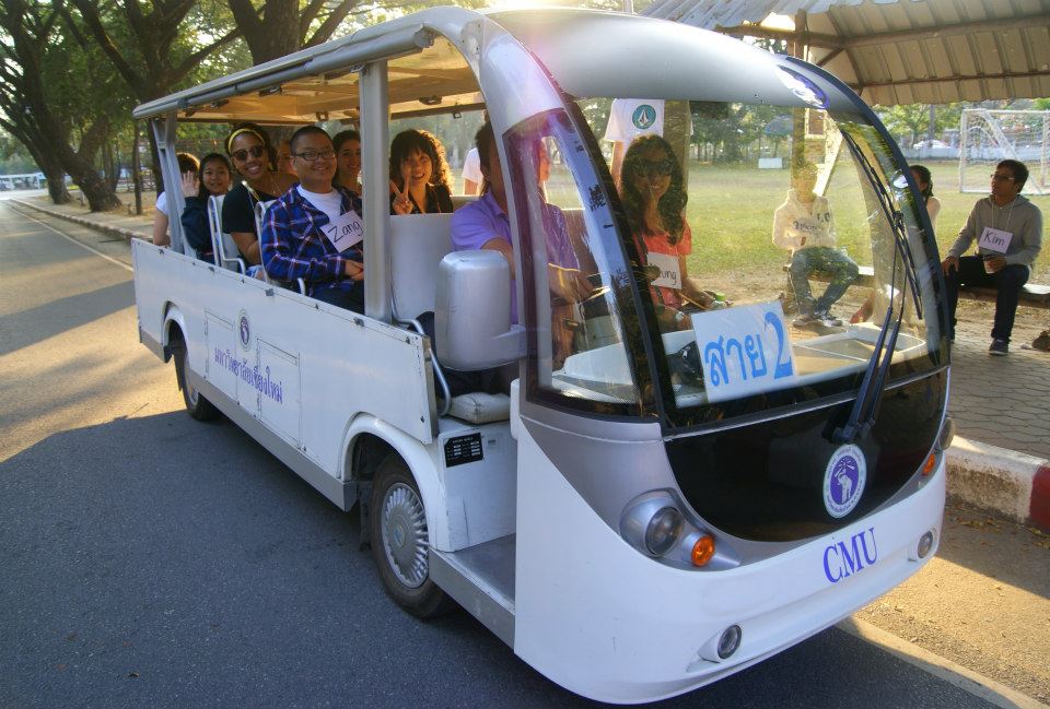 Taking the CMU shuttle around campus