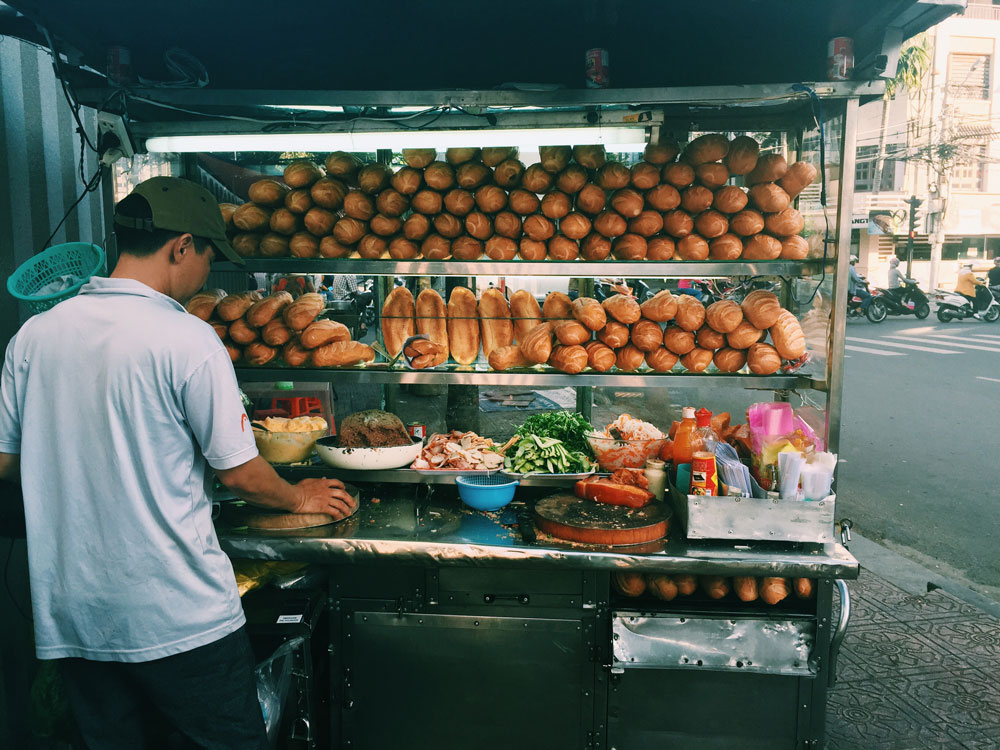 Banh mi food stall in Vietnam