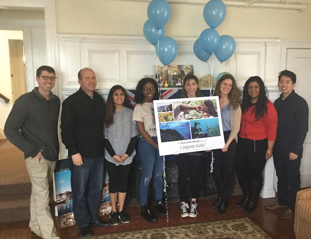 University of Rhode Island study abroad office team surprises Katie 