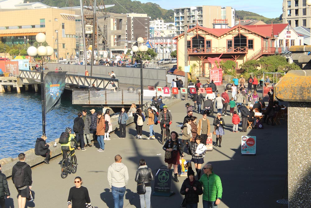 Wellington waterfront on a weekend