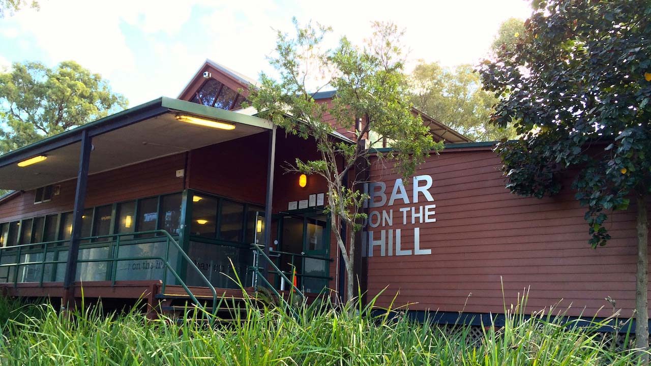 Outside University of Newcastle's on-campus pub 'Bar on the Hill'