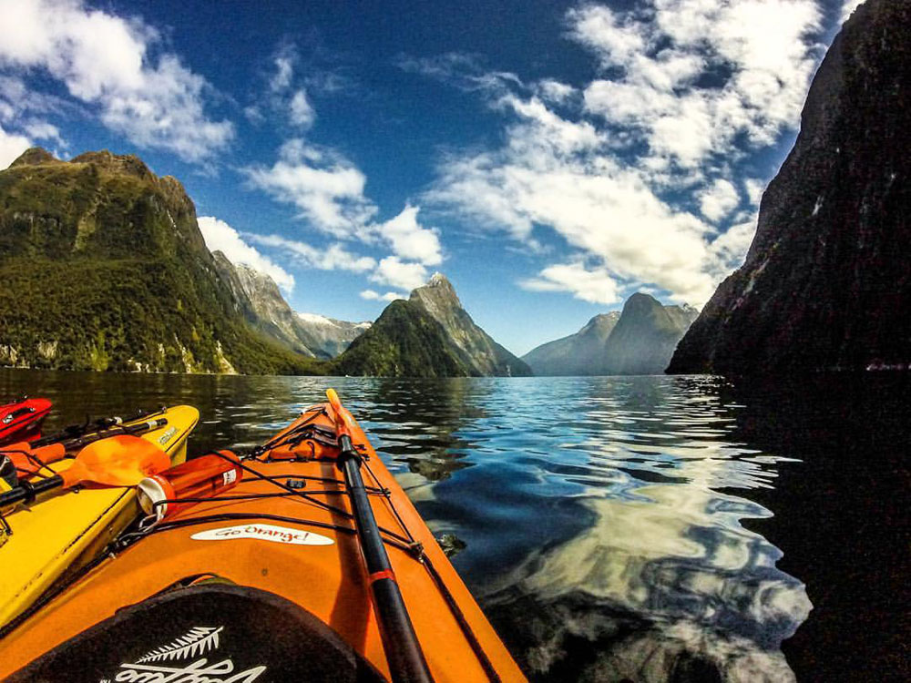 Kayaking at Milford Sound | Photo by Tiffany Young, University of Hartford, studied at University of Otago