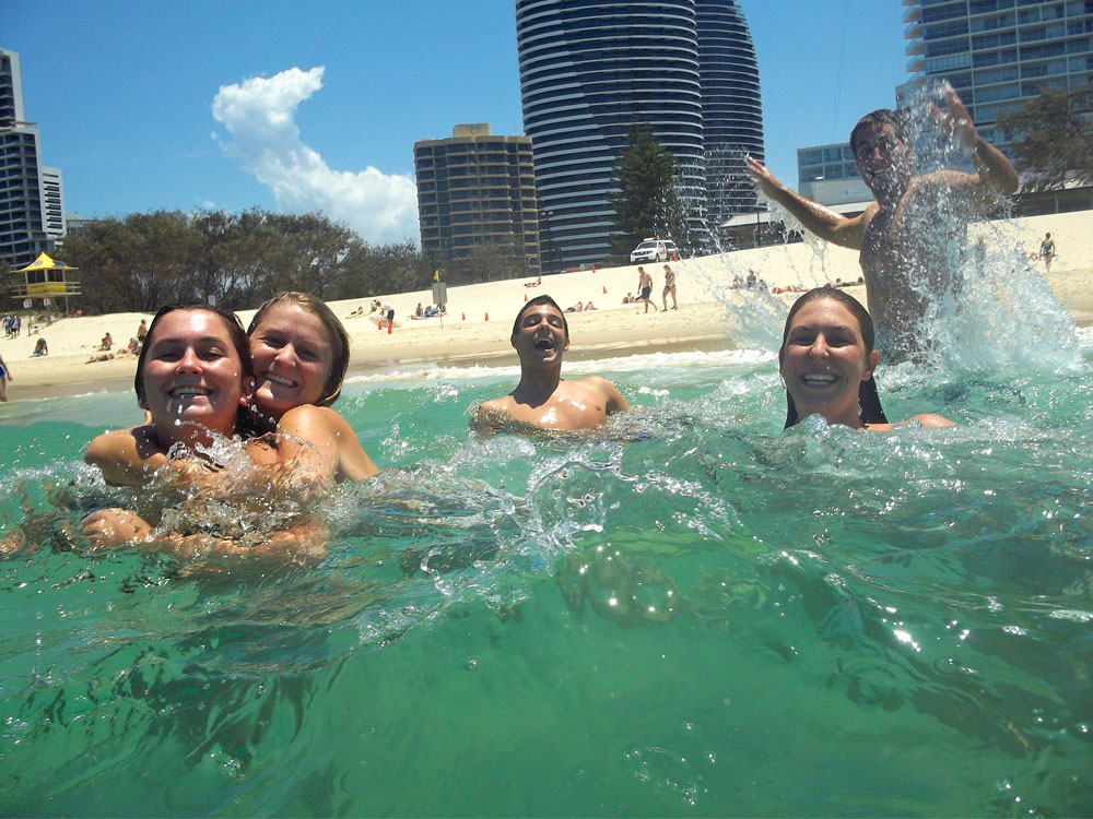 Broadbeach beach playing in ocean