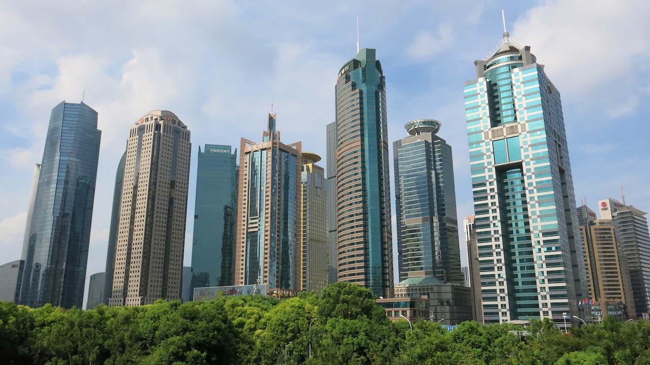 A cluster of high-rise buildings in Shanghai