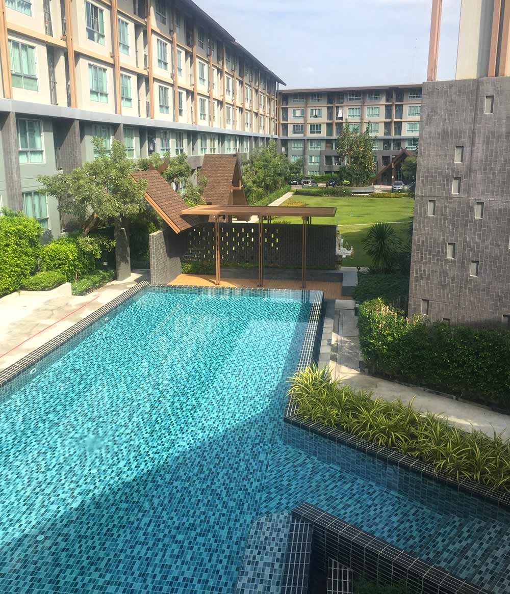 Pool area at Chiang Mai condo complex