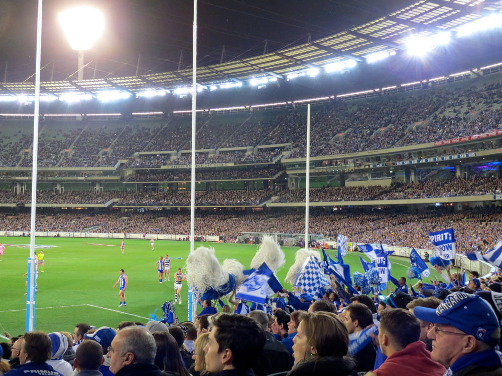 Crowds at an AFL game in Melbourne