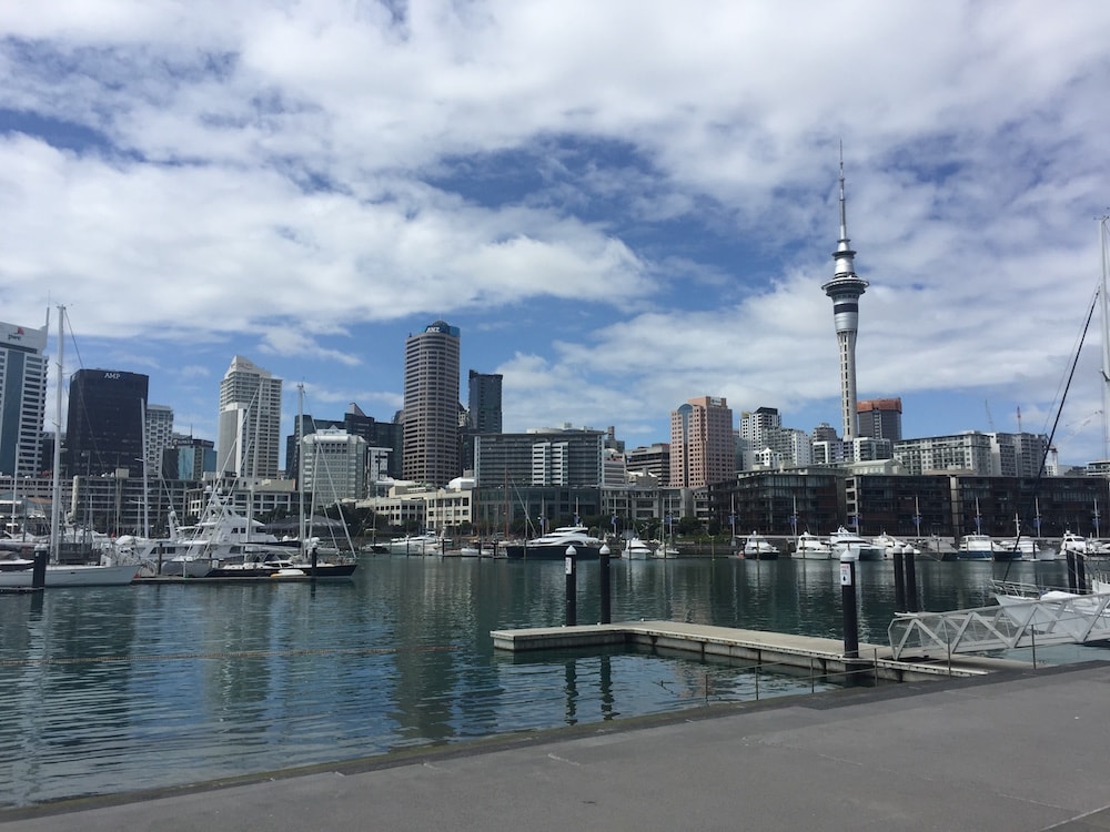 Looking back at Auckland City from Wynyard Quarter