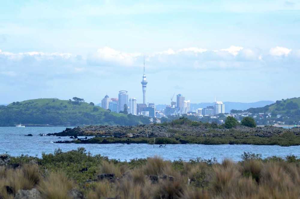 View of Auckland skyline from Rangitoto Island 