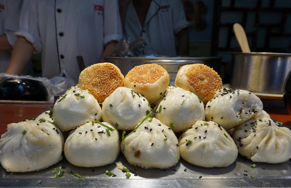 Fried dumplings in Shanghai