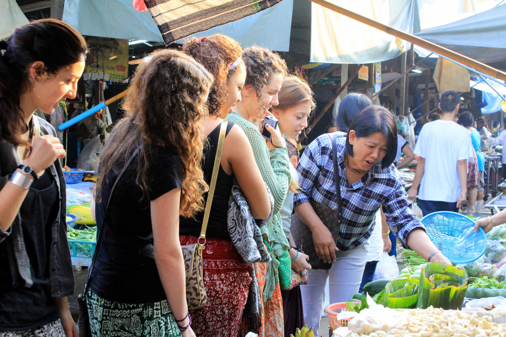 Exploring a local market in Bangkok during a semester study abroad program