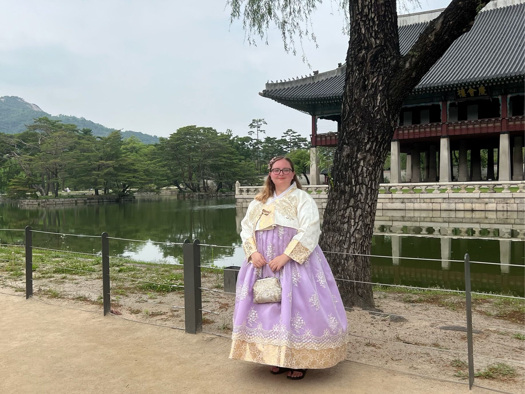 A Chinese woman visiting Santa Fe, New Mexico, wears a Louis